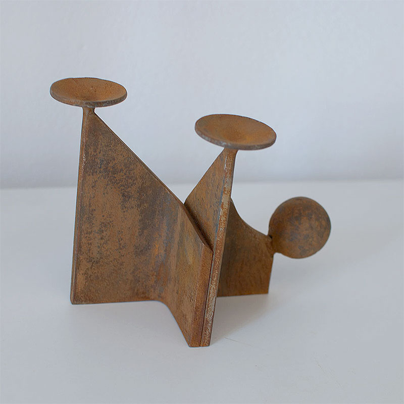 Double Candlestick with Ball Handle  (Διπλό Κηροπήγιο με Χερούλι Μπίλια) - Iron Works (Σιδήρου Έργα)