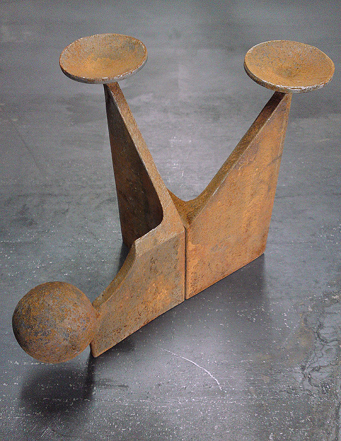 Double Candlestick with Ball Handle  (Διπλό Κηροπήγιο με Χερούλι Μπίλια) - Iron Works (Σιδήρου Έργα)